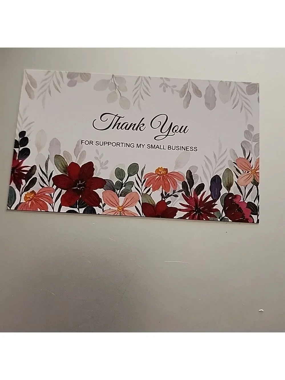 Thank You For Your Purchase PINK RED  FLOWER BUSINESS CARDS 50 COUNT